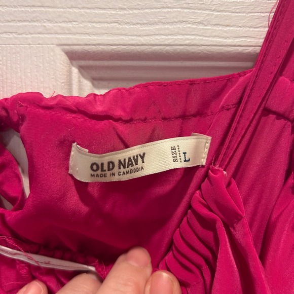 Old Navy Pink Orange Colorblock Halter Maxi Dress Women Size L Resortwear - Picture 4 of 5